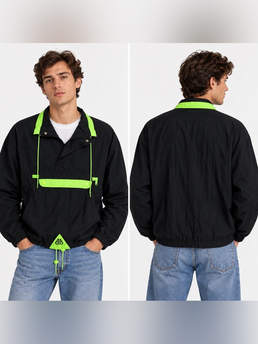 Vintage 80's 90’s Beach Blvd Black Skater Surf Pullover Surfing Track Jacket L